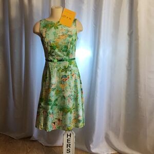 Sleeves dress by SANGRIA in size 6 tropical theme